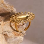 Gold color / One size / 1 Piece Simple Series Retro Sun Stainless Steel  Gold Color Women's Adjustable Rings 